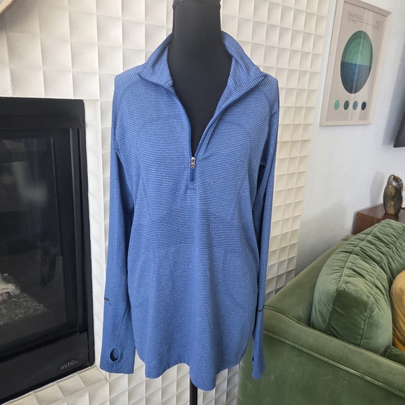 Lululemon Run: Swiftly Tech 1/2 Zip Pullover Tonka Stripe Heathered Blue Size 12 - Picture 6 of 11